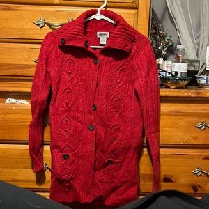 Eddie Bauer Red Button-Up Cardigan